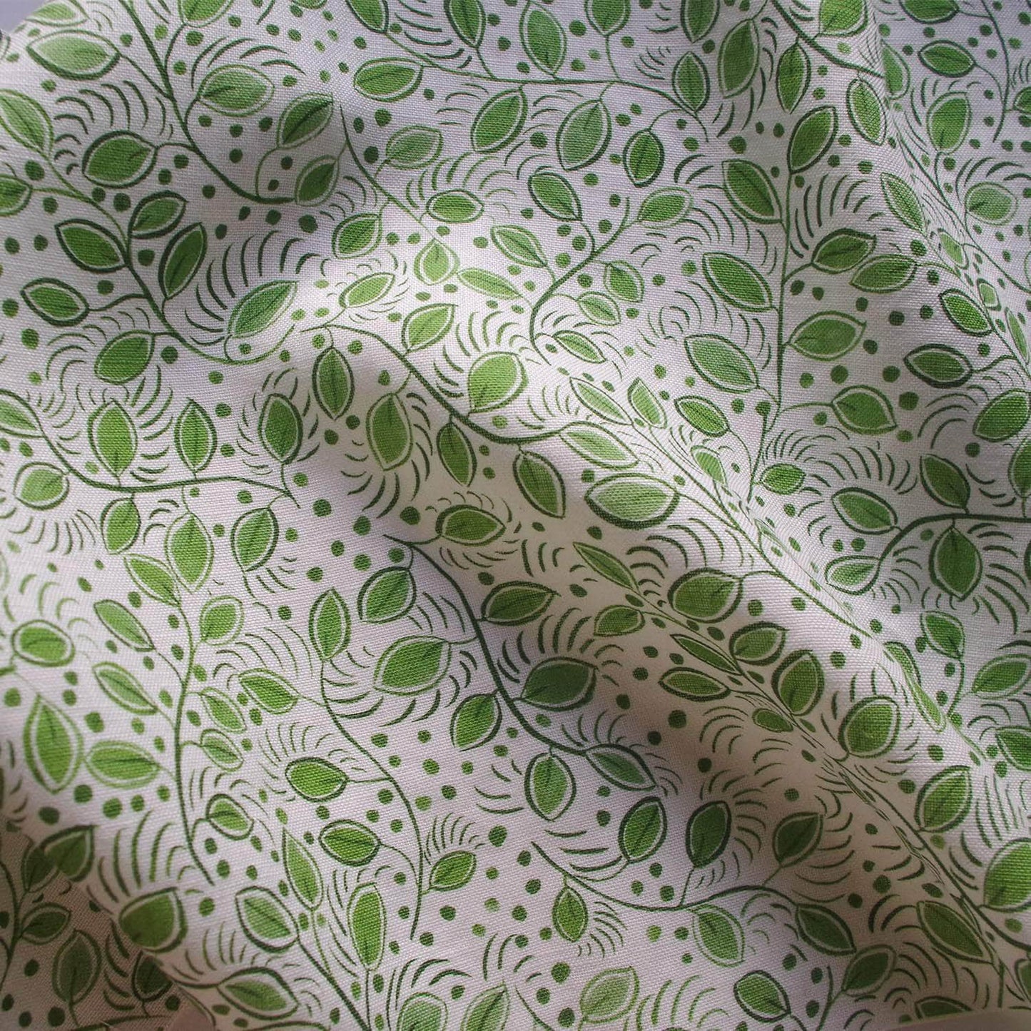 Printed Little Leaves Fabric - Green