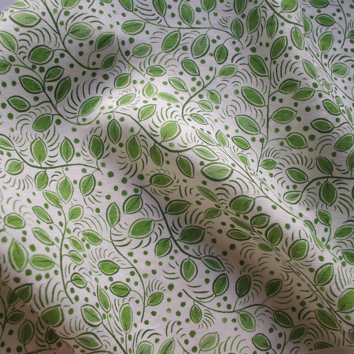 Printed Little Leaves Fabric - Green