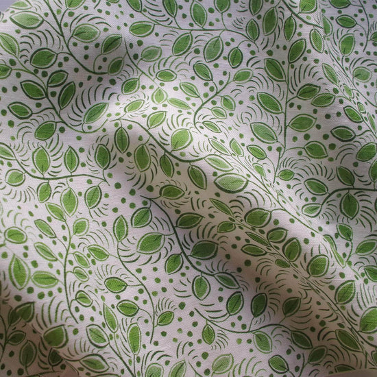 Printed Little Leaves Fabric - Green
