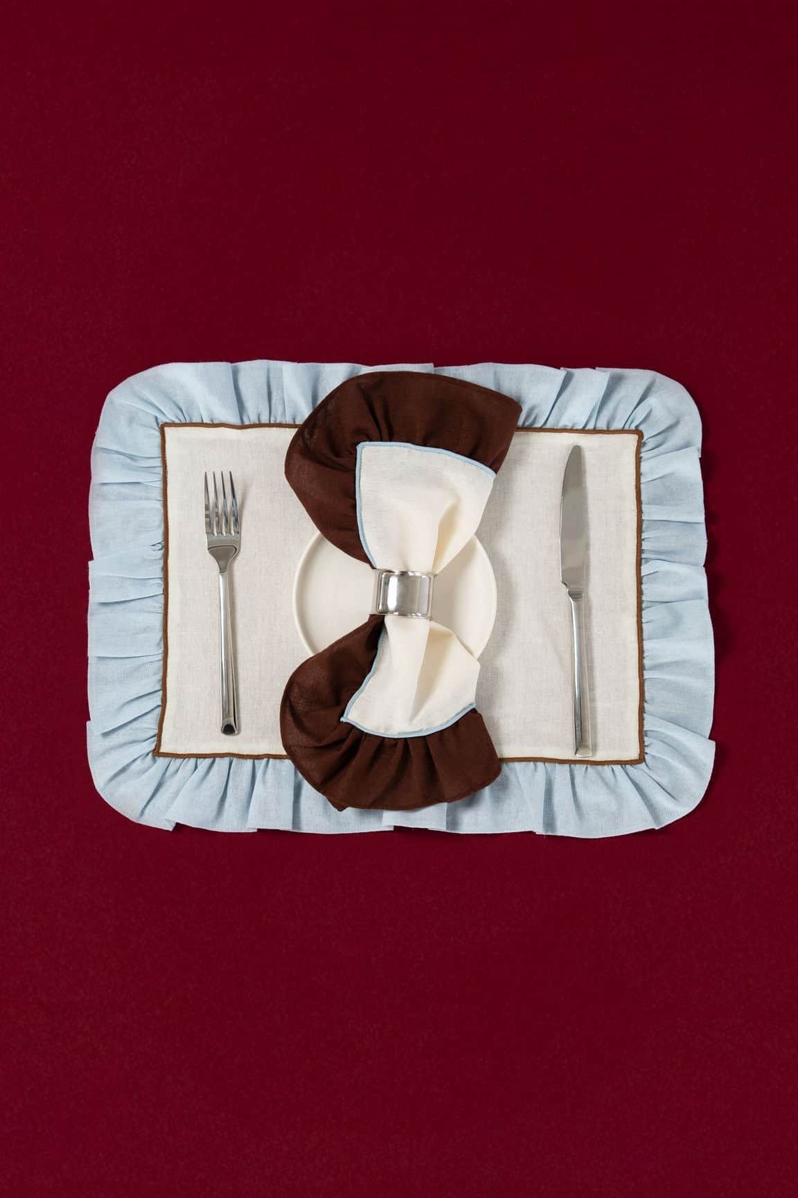 Placemats Set (2), Ruffle, Blue