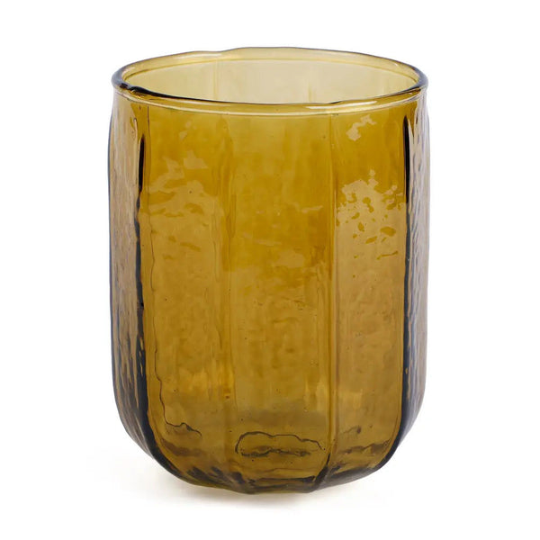 Hammered Glass Water Pitcher and Tumbler Set , Brown - (Set of 3)