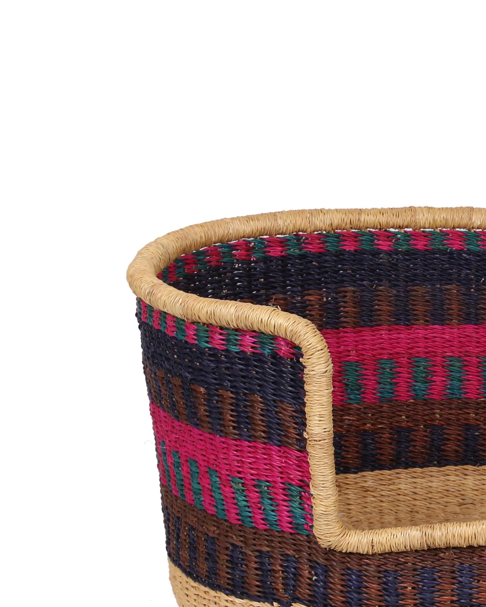 OKRA: Pink, Brown and Aqua Dog Basket - Small