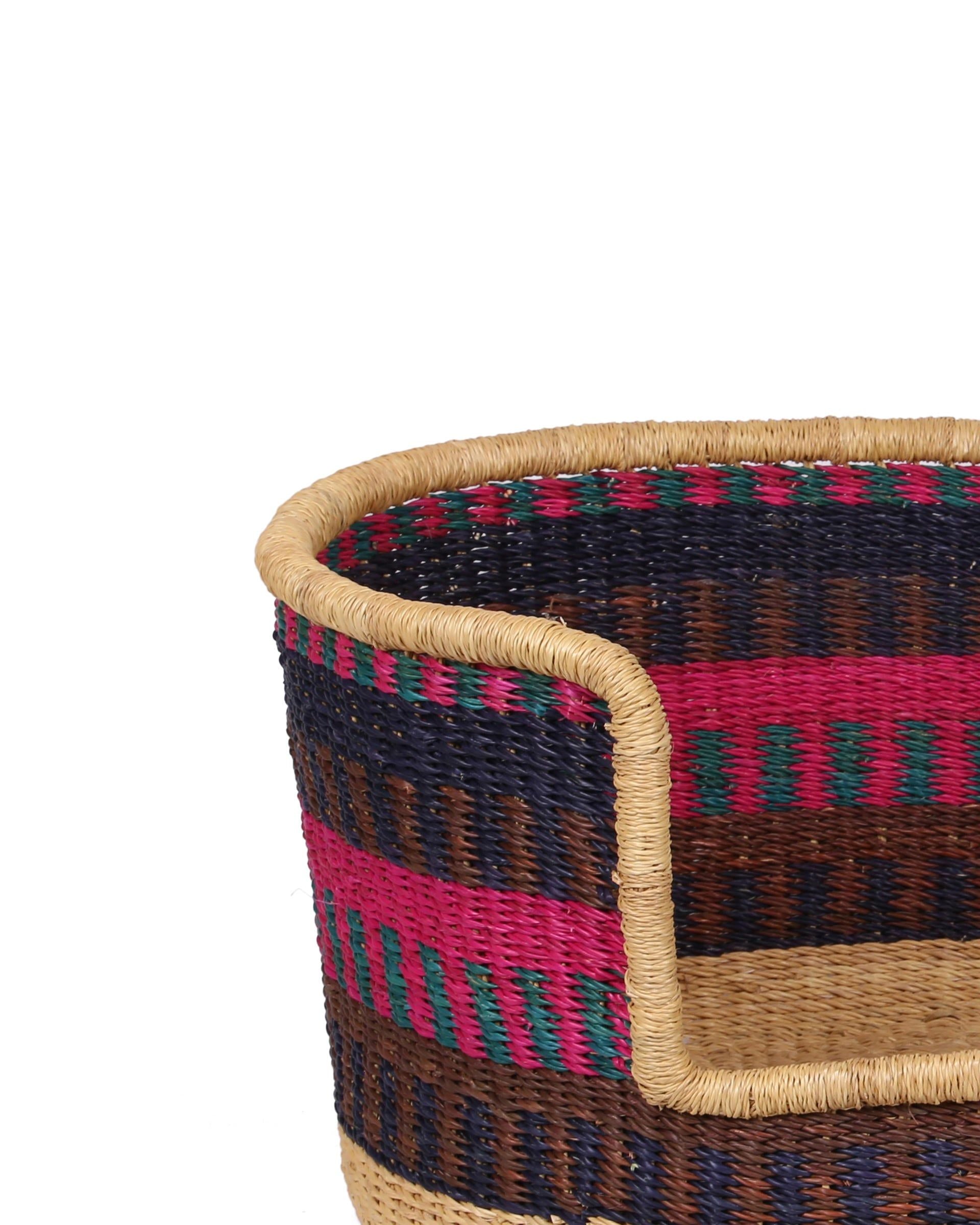 OKRA: Pink, Brown and Aqua Dog Basket - Small