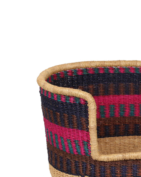 OKRA: Pink, Brown and Aqua Dog Basket - Small
