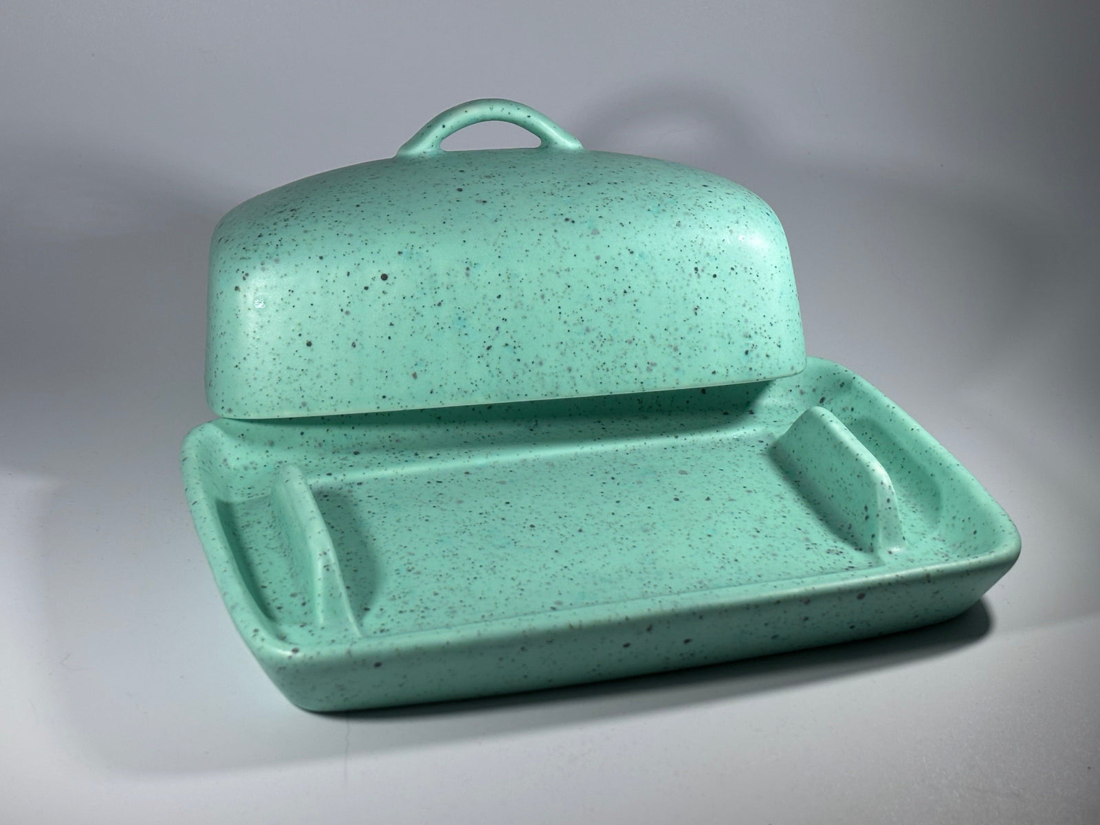 Stoneware Eggshell Green Butter Dish