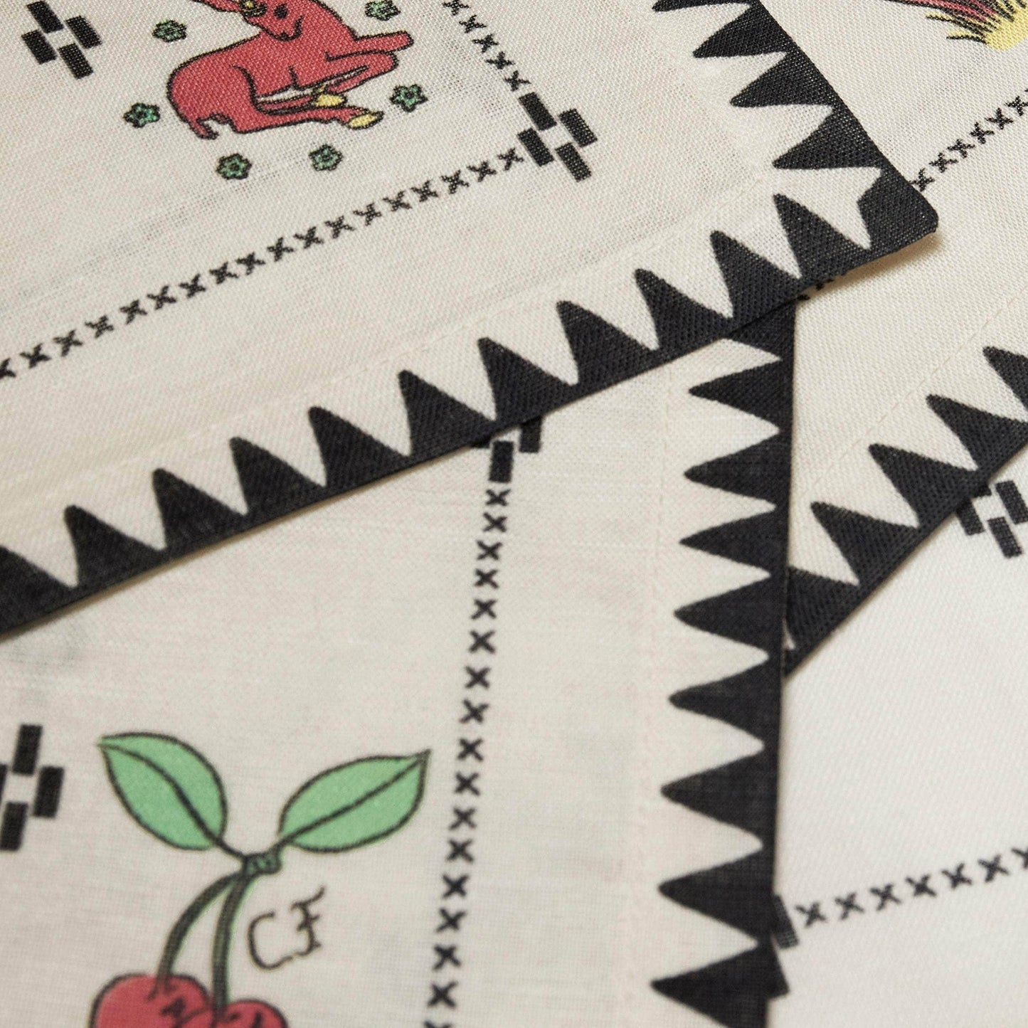 Redwork Napkins in Black- Set of Four