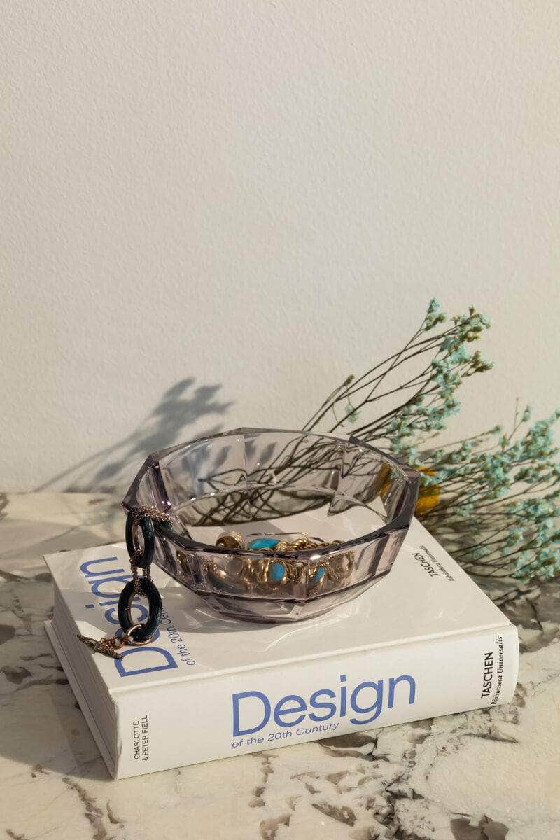 Vintage Colourful Faceted Glass Bowl