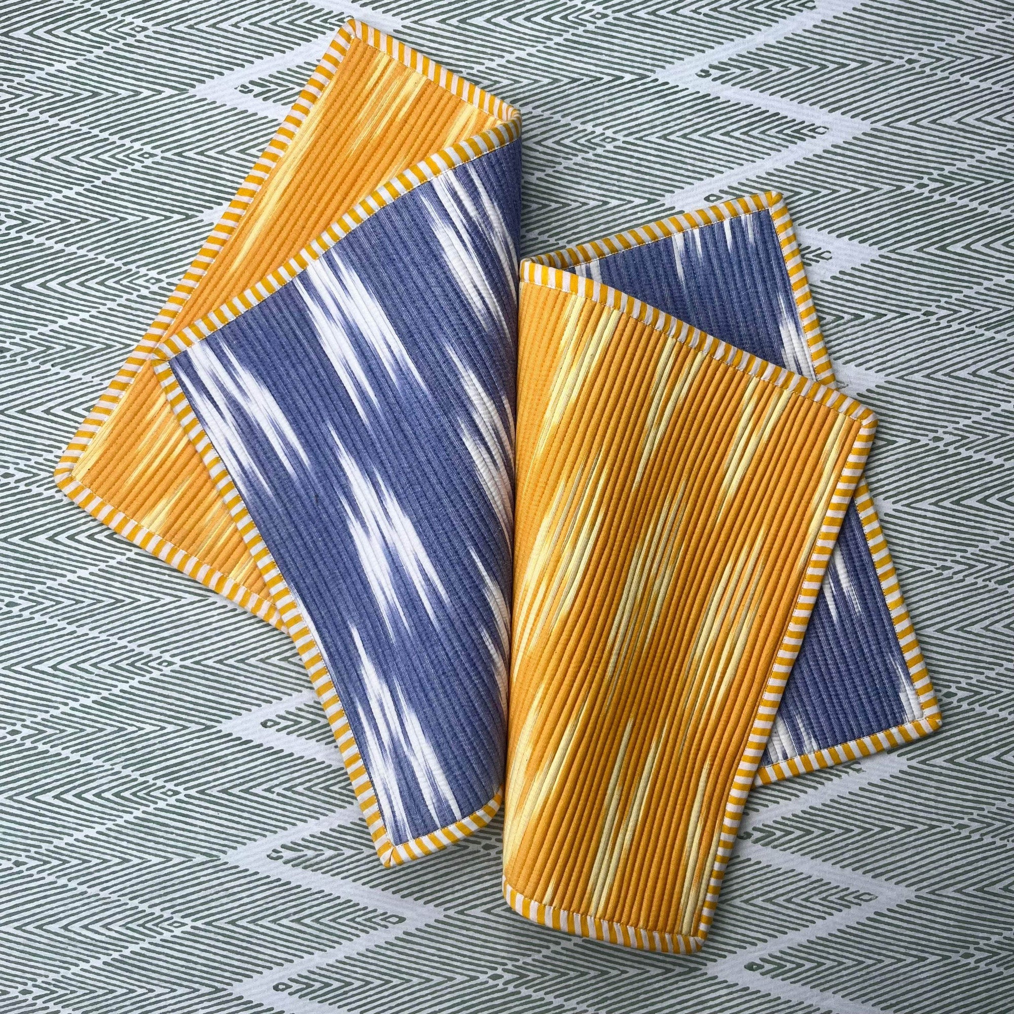 The Breakfast Ikat Placemat - Blue & Yellow