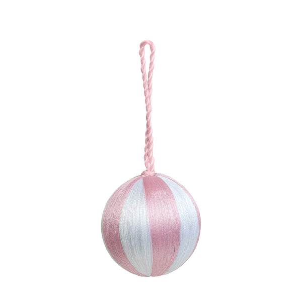 Stripe Baubles M 3" - Pink/White