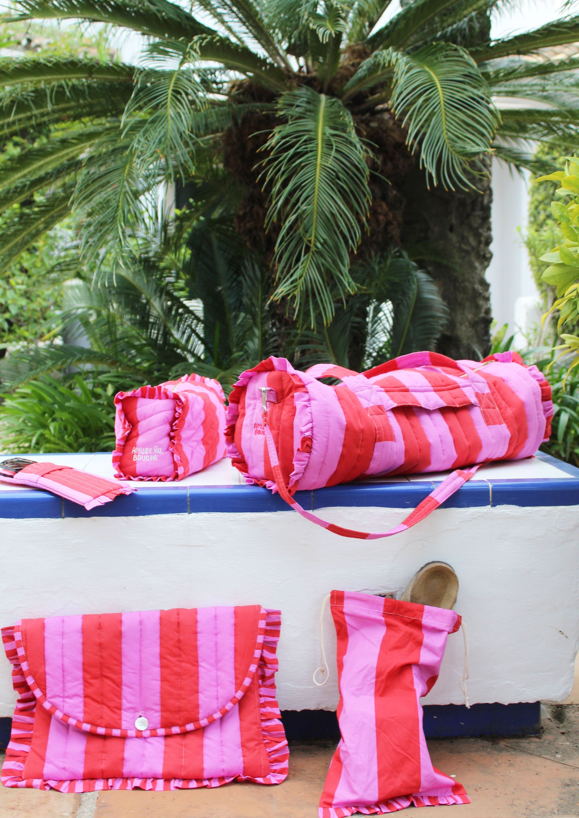 Cerise & Fuchsia Wide Stripe Quilted Bag