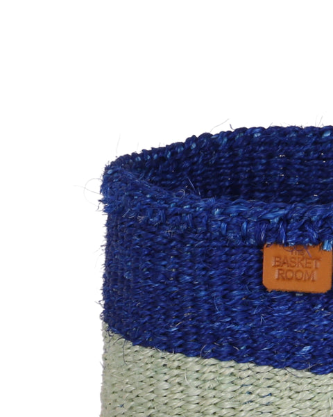 TIBA: True Blue and Sapling Green Colour Block Sisal Basket