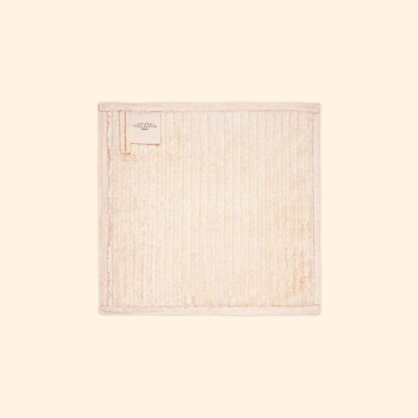 Plush & Bare Striped Pure Cotton Face Cloth In Cream