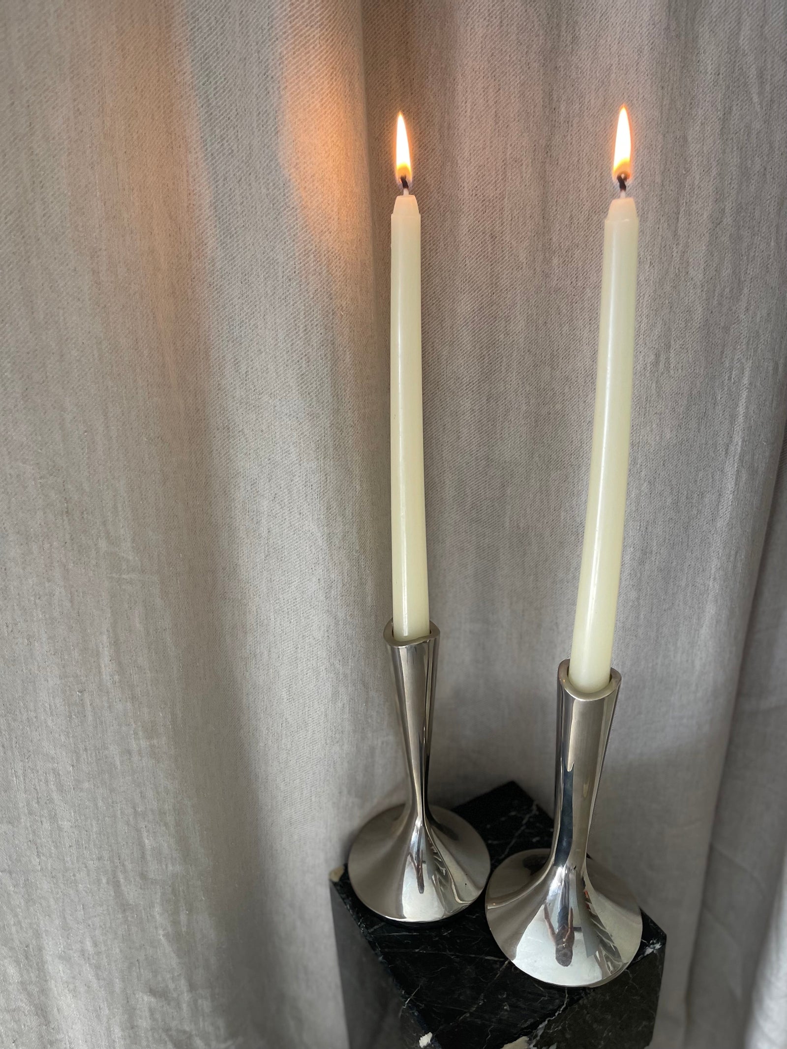 A Pair of Chrome Dansk Candlesticks