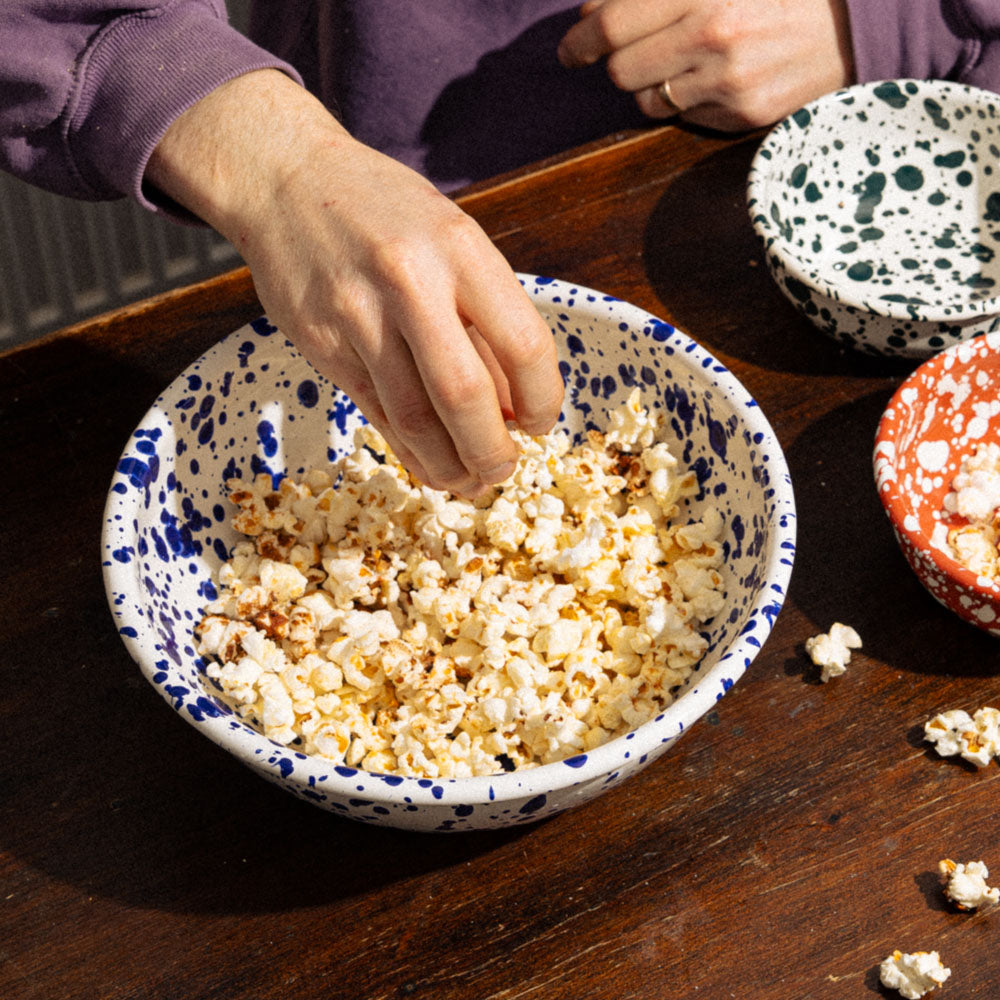Splatter Enamel Salad Bowl - Yellow / Cream