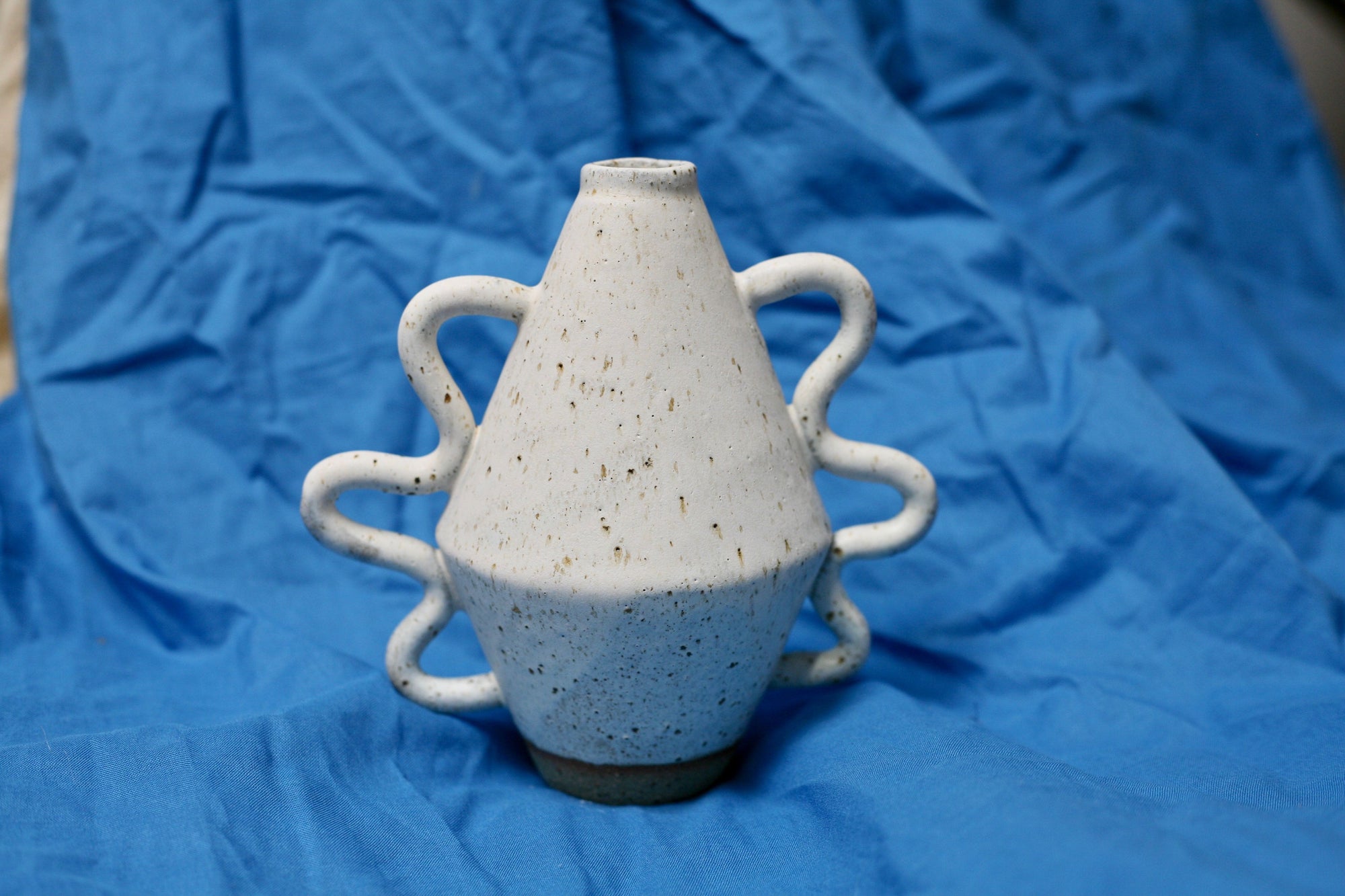 Blue Diamond Vase with Wiggle Handles