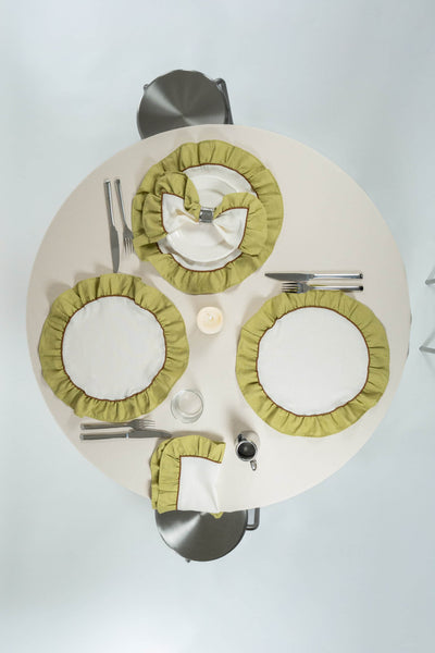 Round Ruffle Tablecloth, Beige