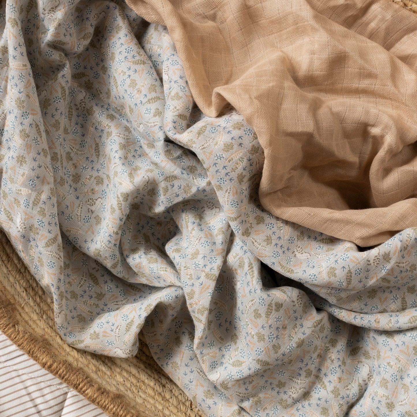 Organic Cotton Baby Muslin Swaddles, Set of 2 - Nature Trail / Natural
