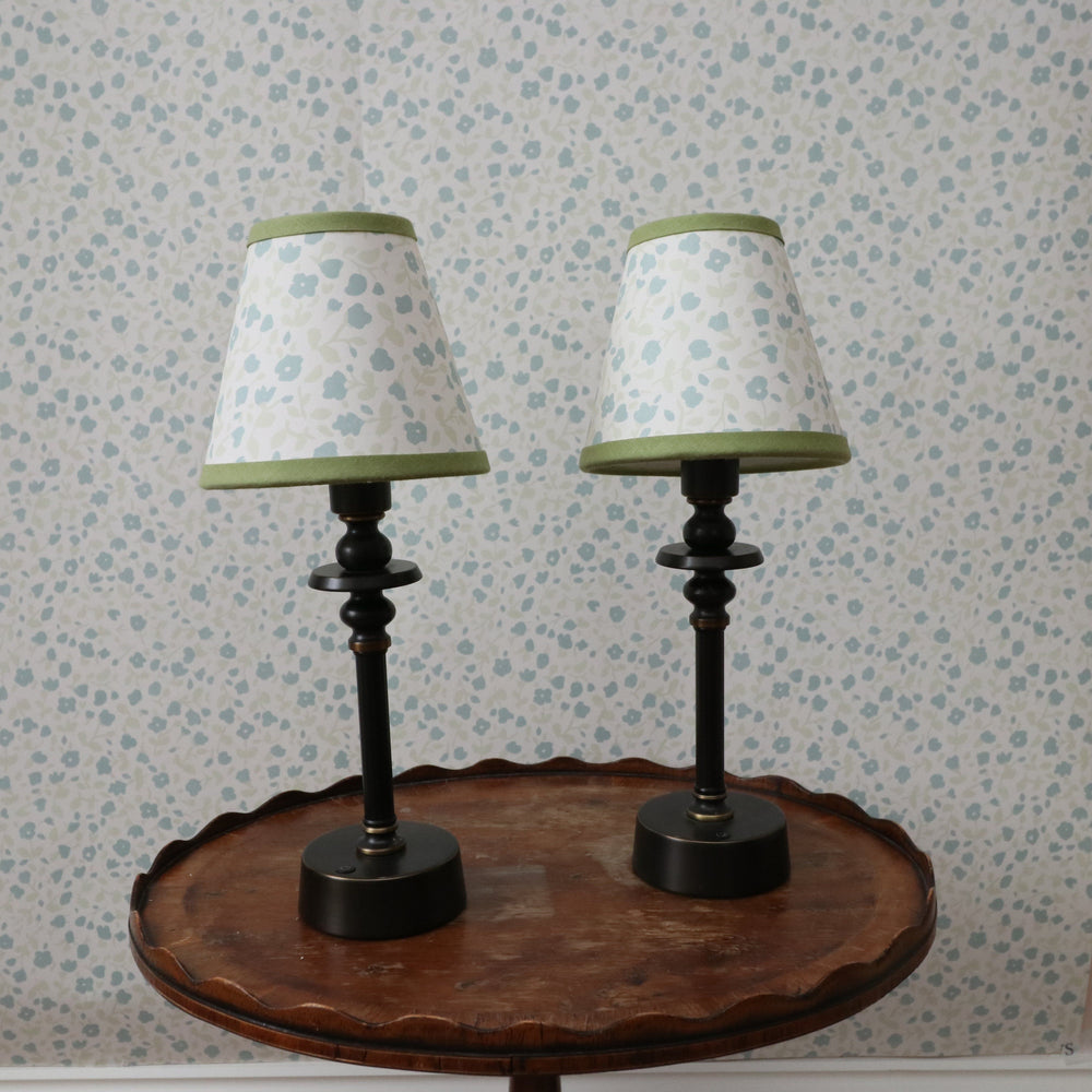 Lampshade - Small Clip-On Blossom Pale Sage With Green Trim