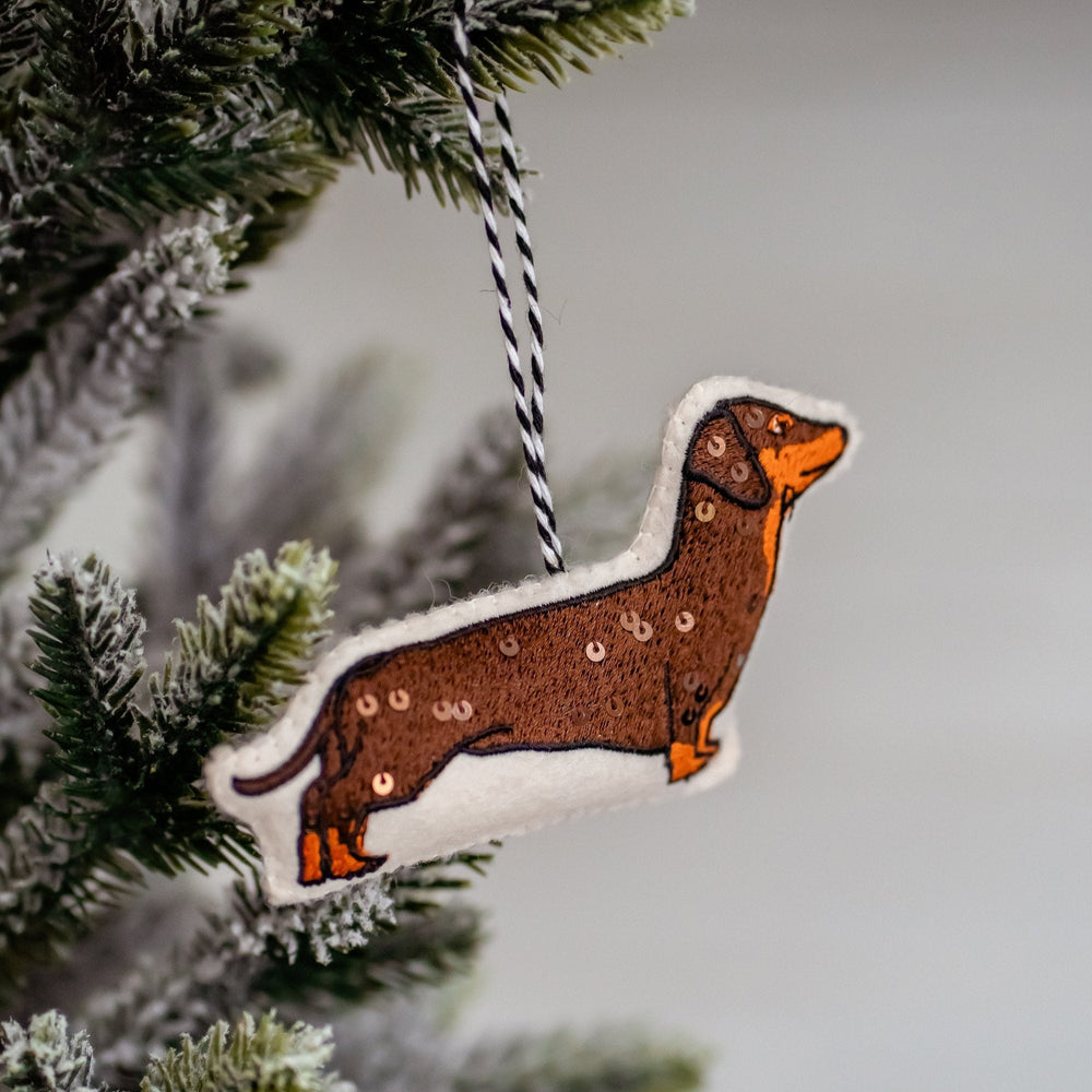 The Sausage Dog Embroidered Hanging Ornament