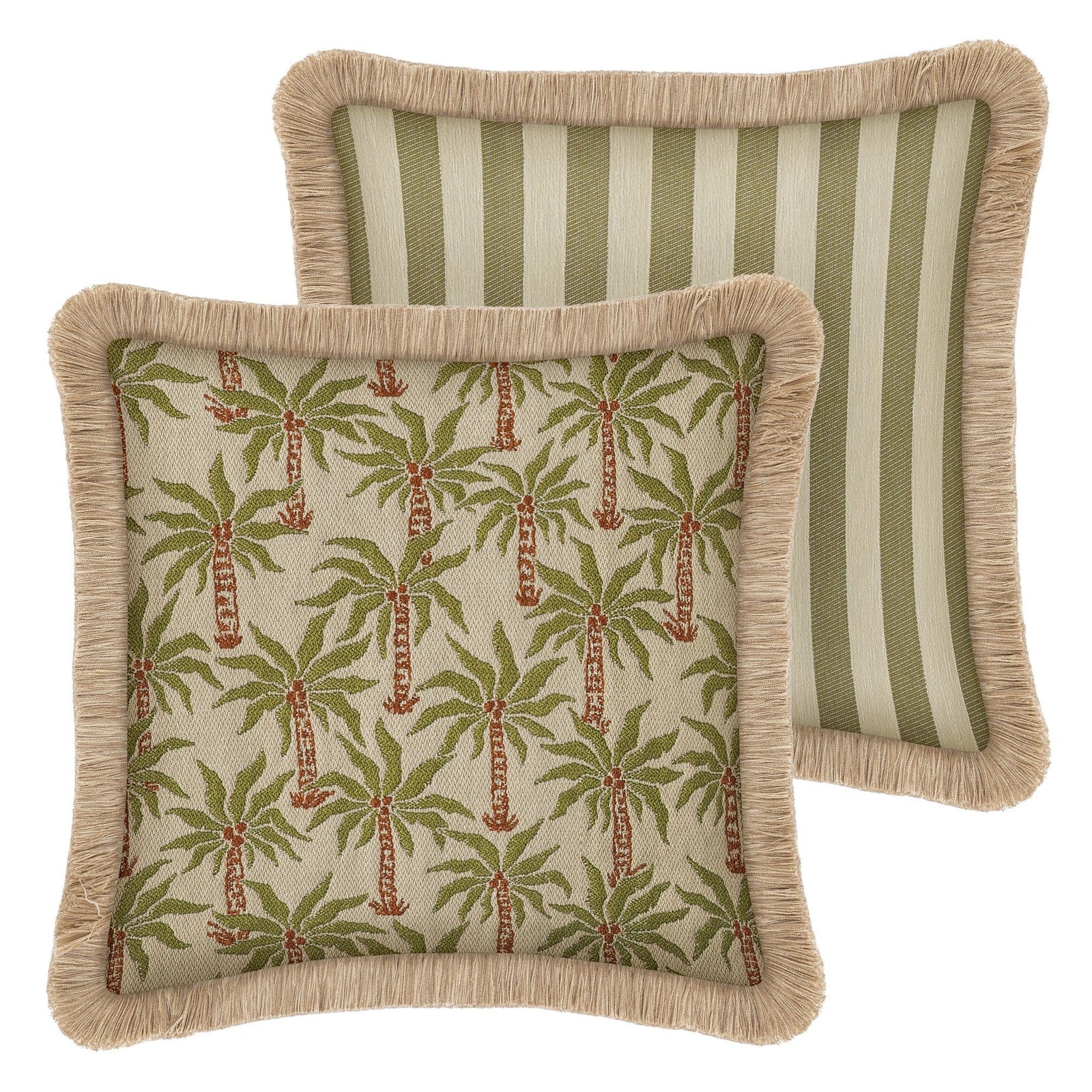 Double sided cushion Laura Olive & Spice x Jackie Olive & Ecru