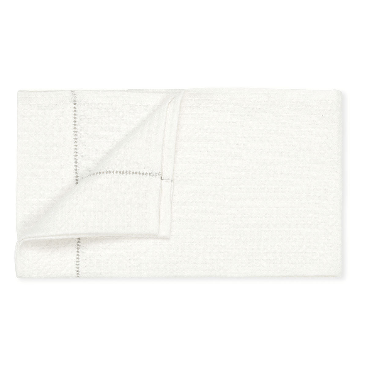 Personalised Liège Hand Towel in Ivory White Waffle with Parma Grey Hemstitch