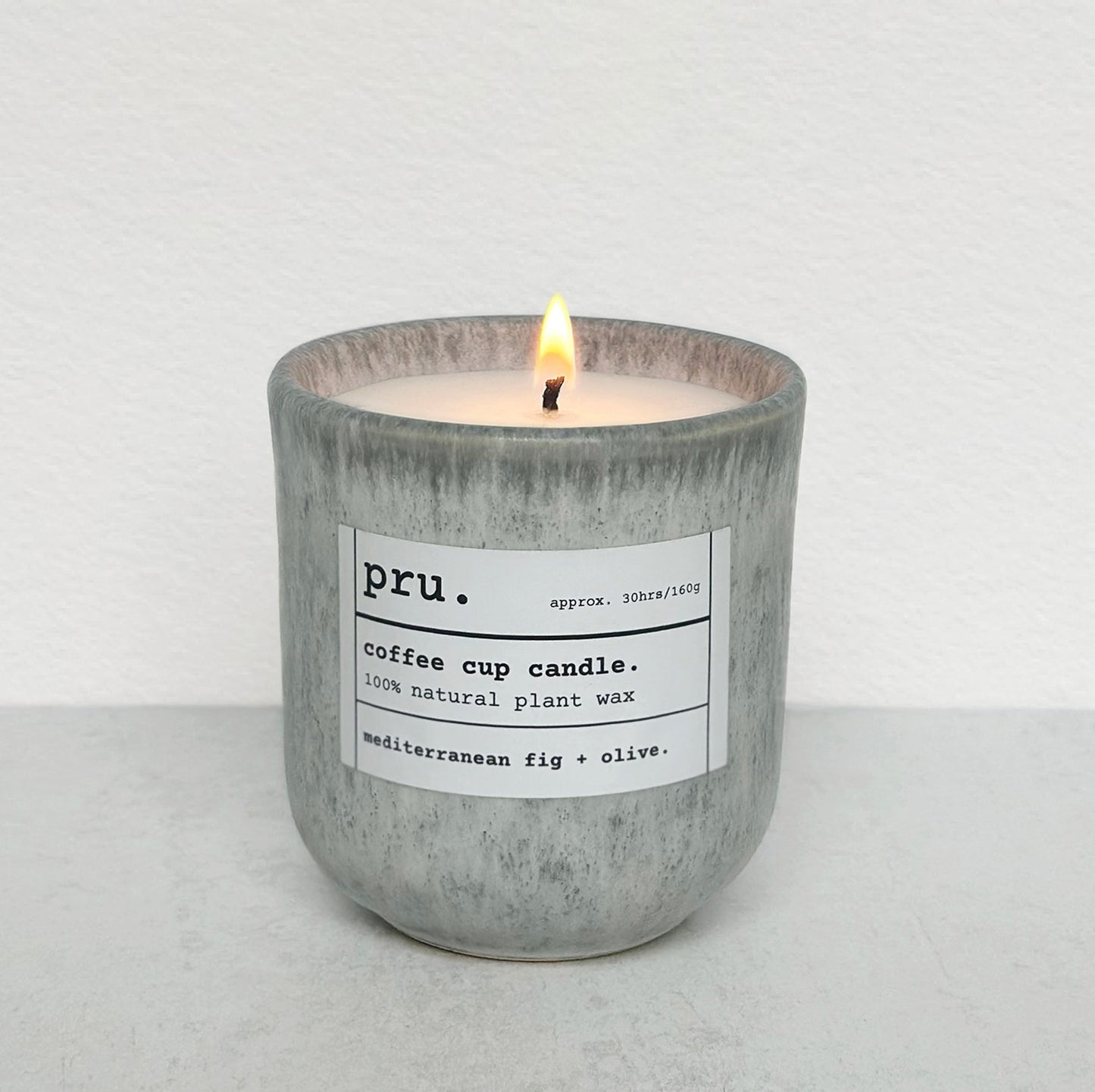 Grey Coffee Cup Candle - Mediterranean Fig + Olive