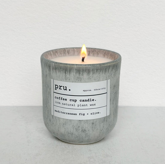Grey Coffee Cup Candle - Mediterranean Fig + Olive