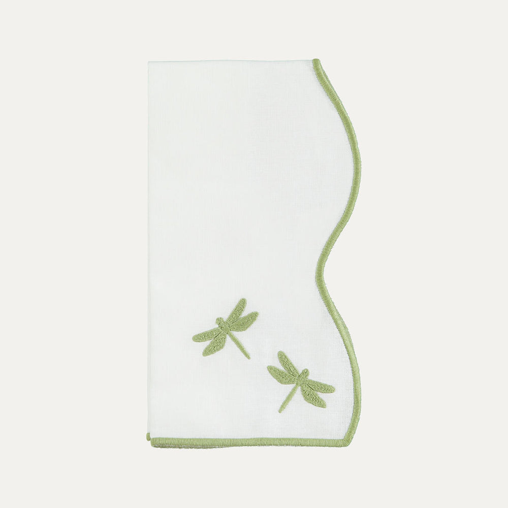 Dragonfly Napkin IEA, White with Green