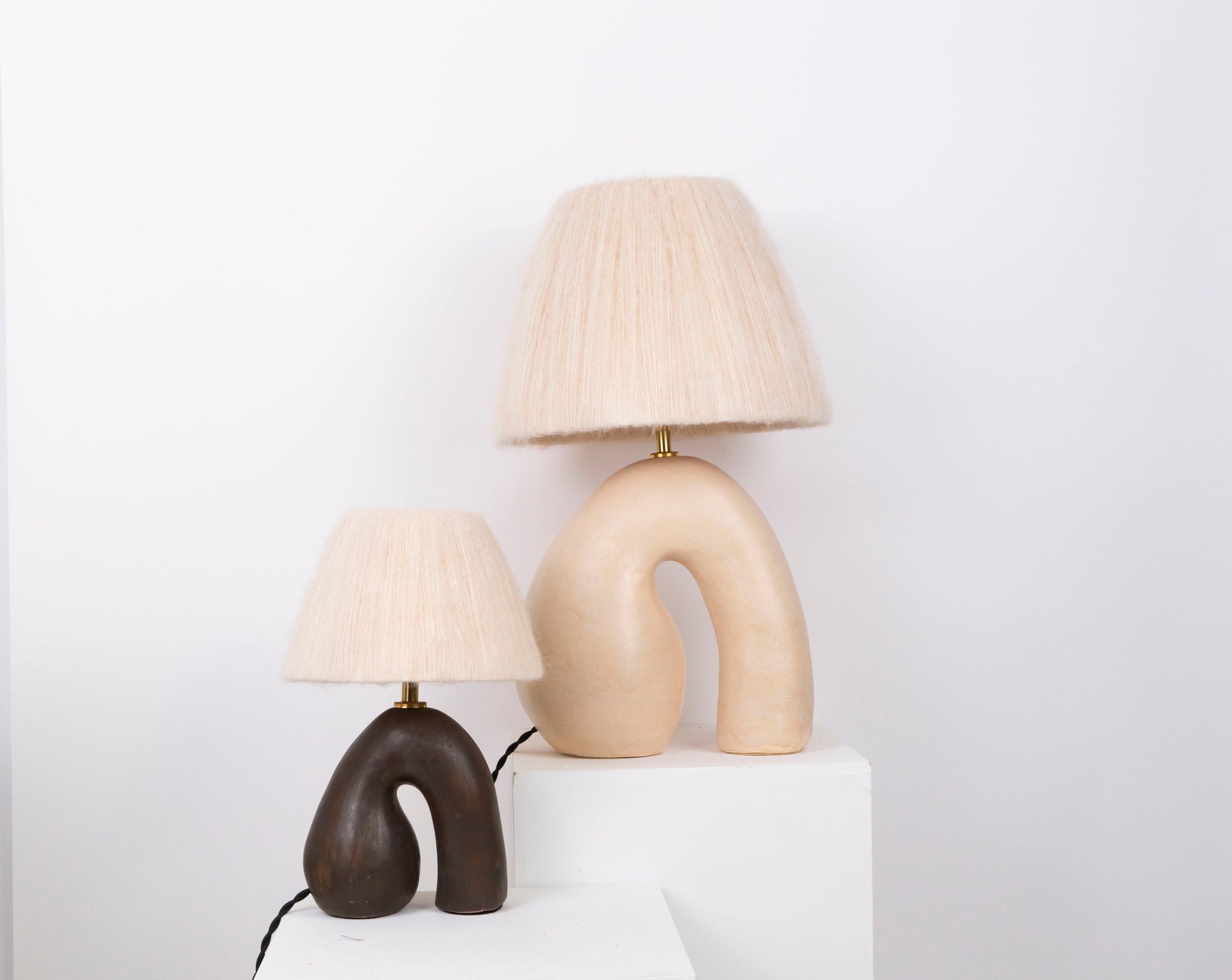 Big 'Opposée' Table Lamp - Satin Cream