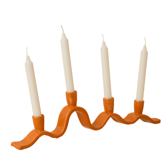 Large Wavy Candelabra - Orange