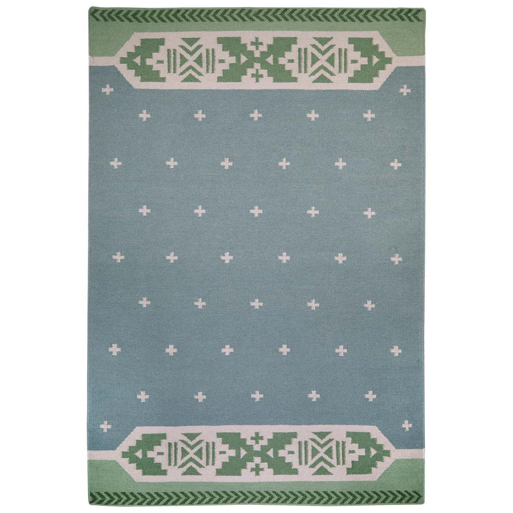 Manali Flatweave Rug - Blue and Green