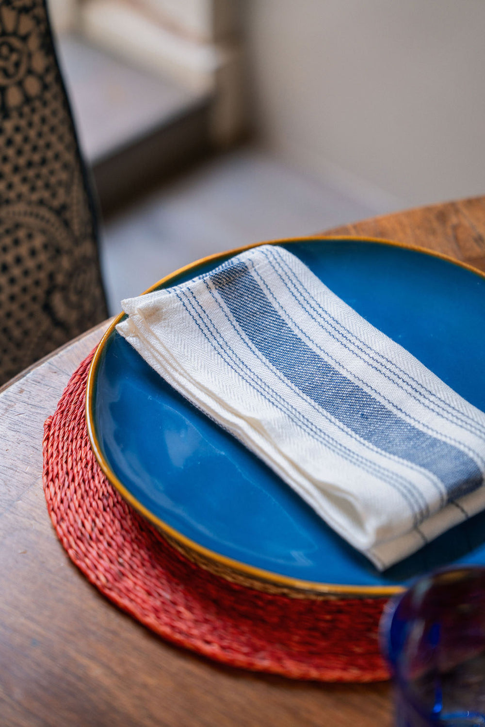 Set of 6 Personalised French Blue Stripe Napkins