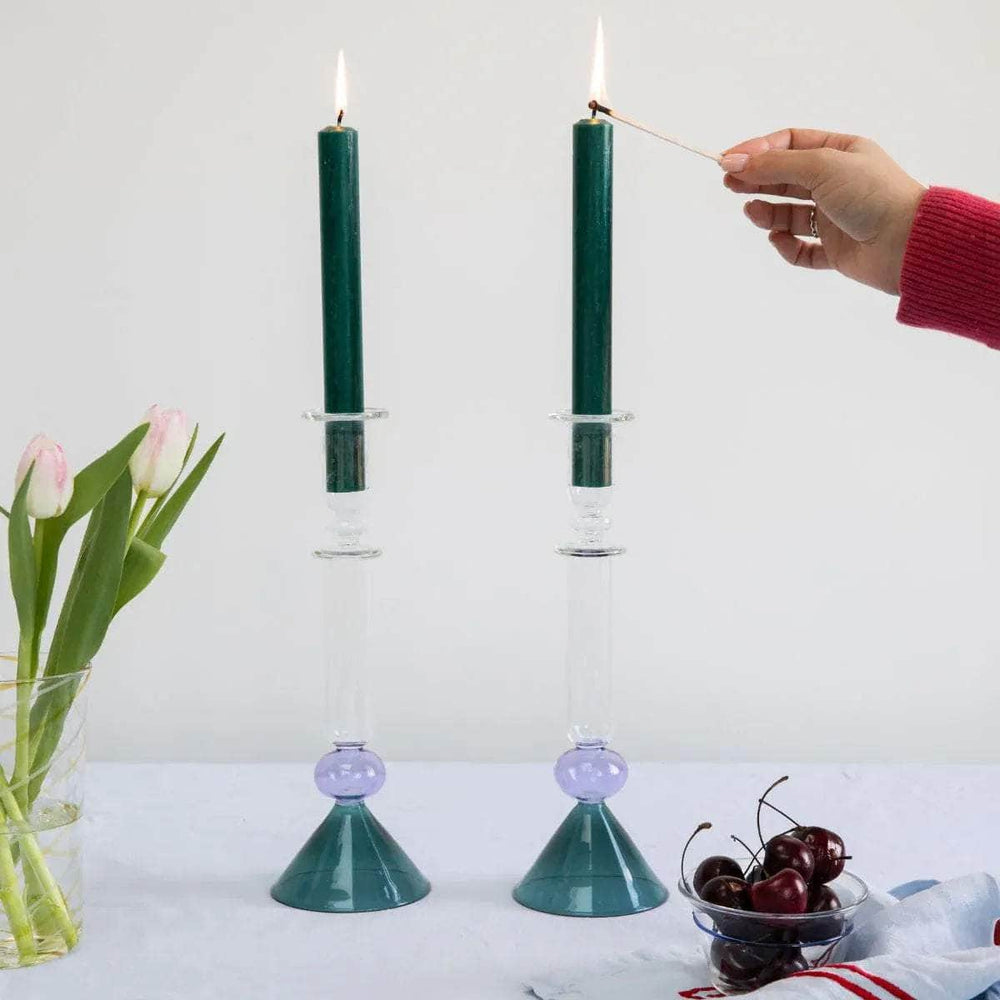 Martini Glass Candlestick - Teal