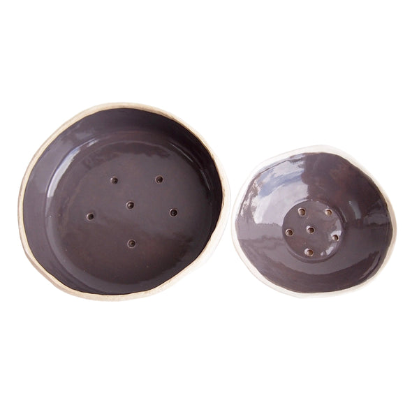 Handmade Grey and White Ceramic Soap Dish