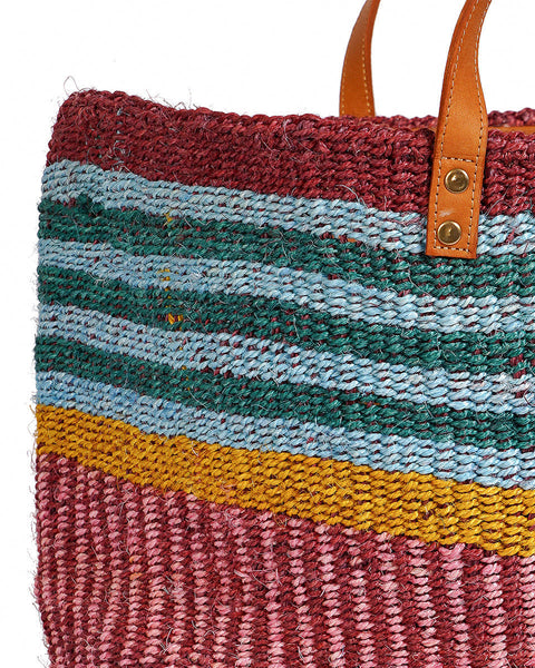 BINAFSI: Sports Luxe Multi-Tone Patterned Sisal Shopper