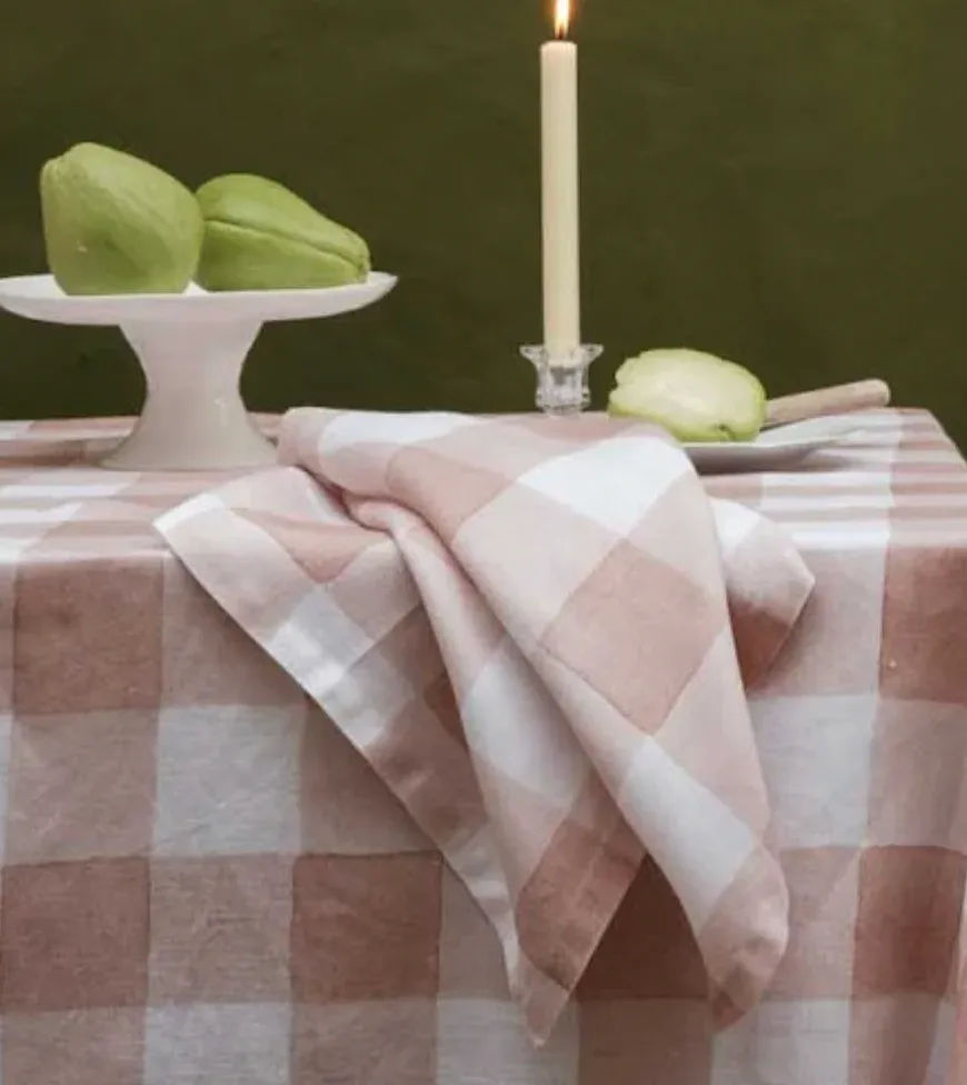 Pink Gingham Napkins, Set of Four
