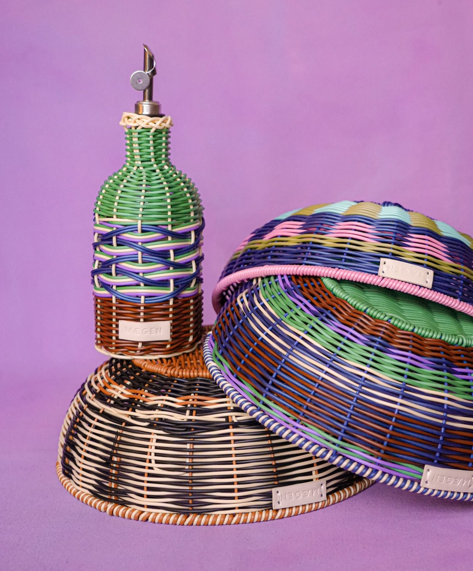 Woven Oil Pourer | Green & Brown