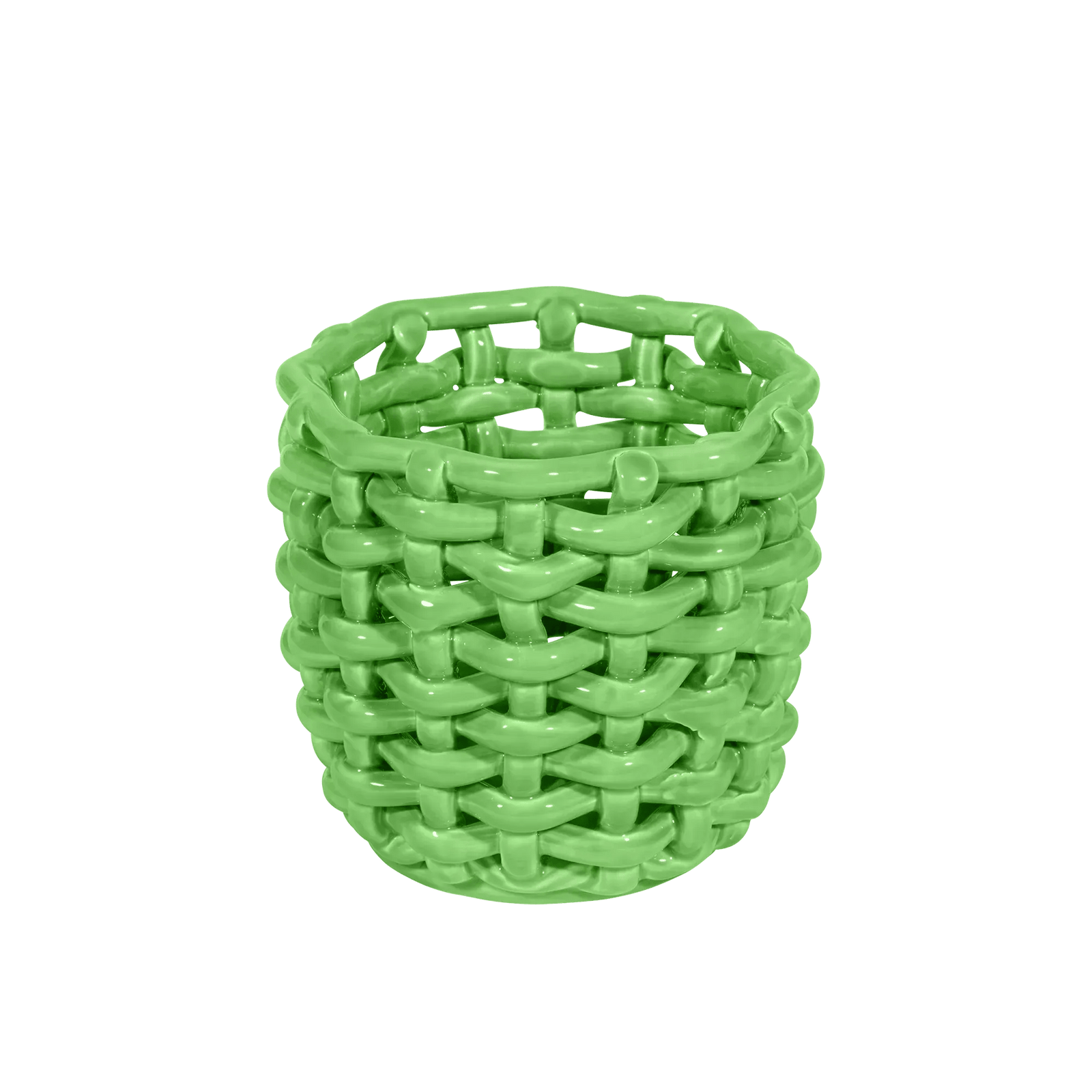 Apple Green Basketweave Planter
