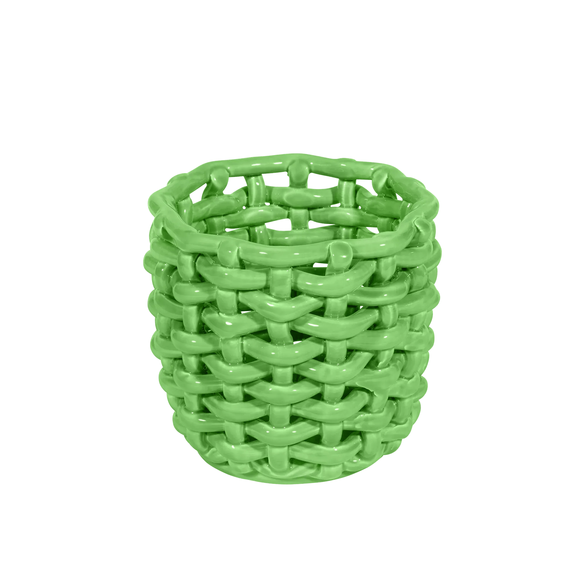 Apple Green Basketweave Planter