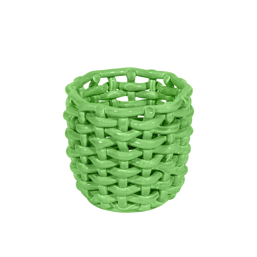 Apple Green Basketweave Planter