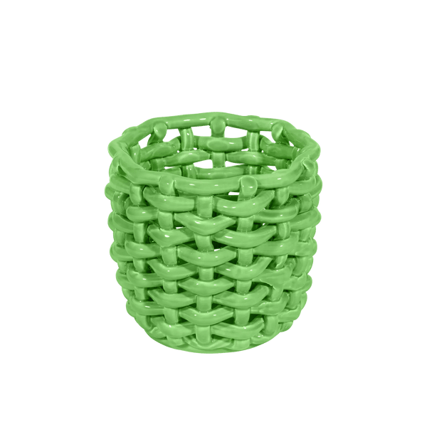 Apple Green Basketweave Planter