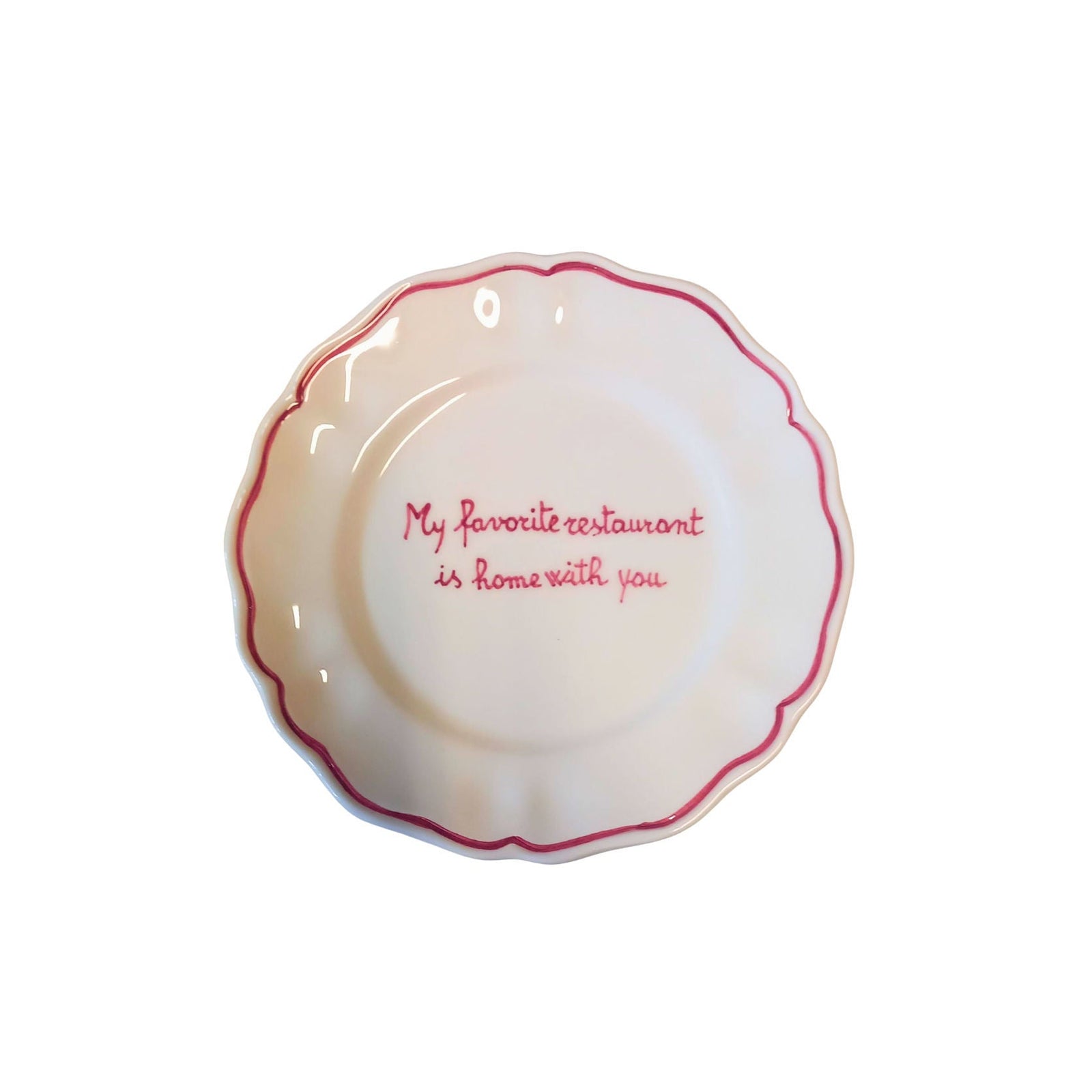 Sveva's Home "My favorite restaurant is home with you" Ceramic Scalloped Plate Set of 4