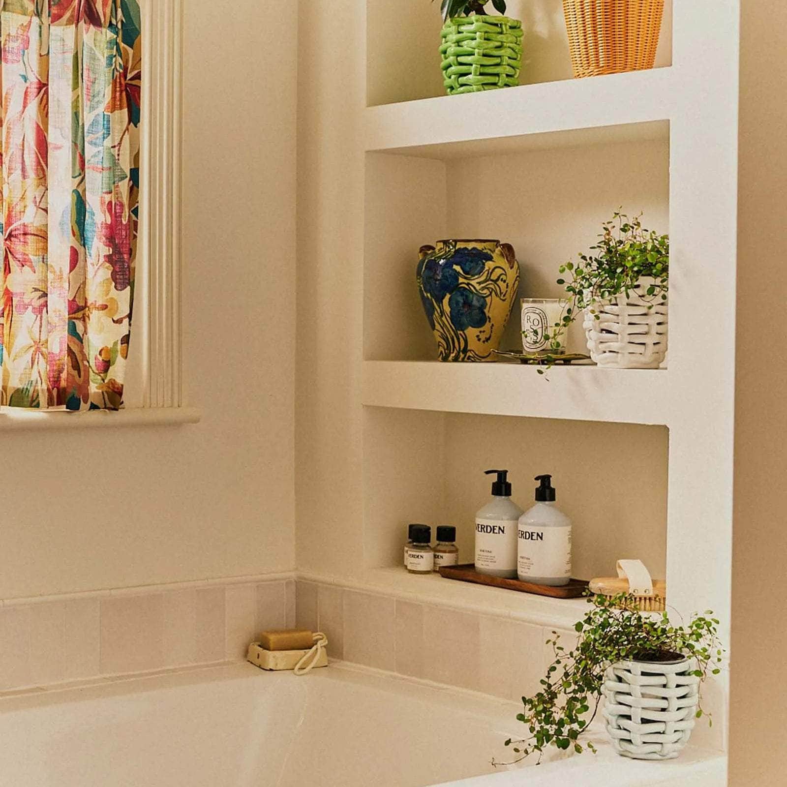 Small Sky Blue Basketweave Planter