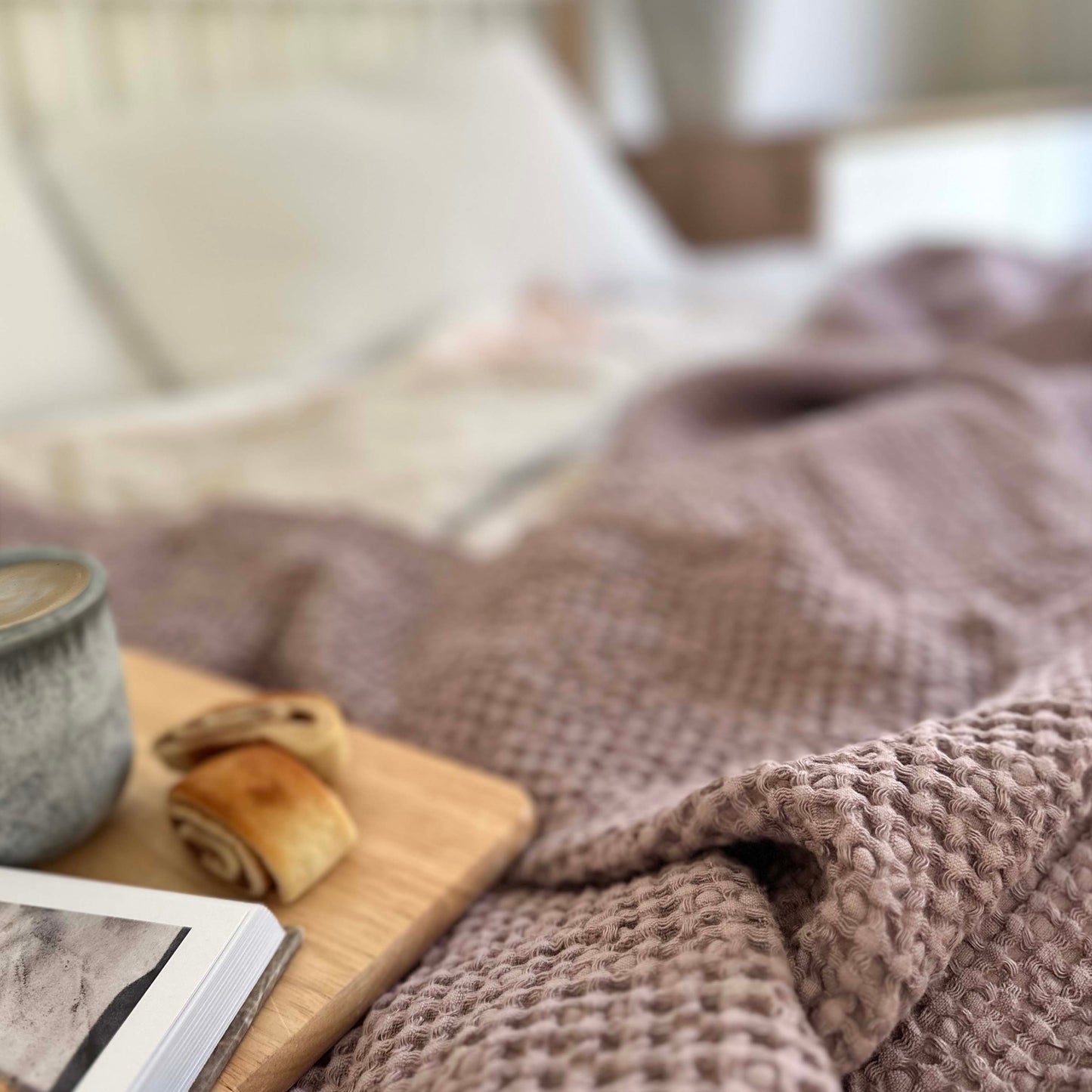 Mya Linen Waffle Blanket Dusty Pink OEKO-TEX Certified