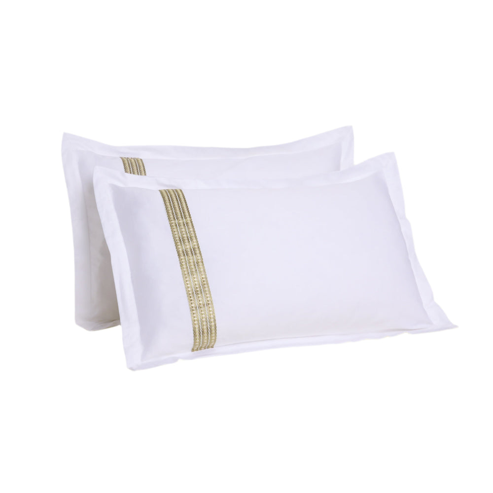 Raha Embroidered Pillowcases - Classic White & Green