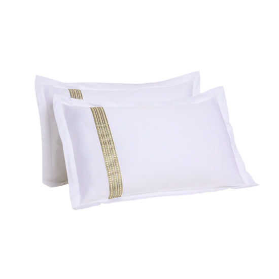 Raha Embroidered Pillowcases - Classic White & Green