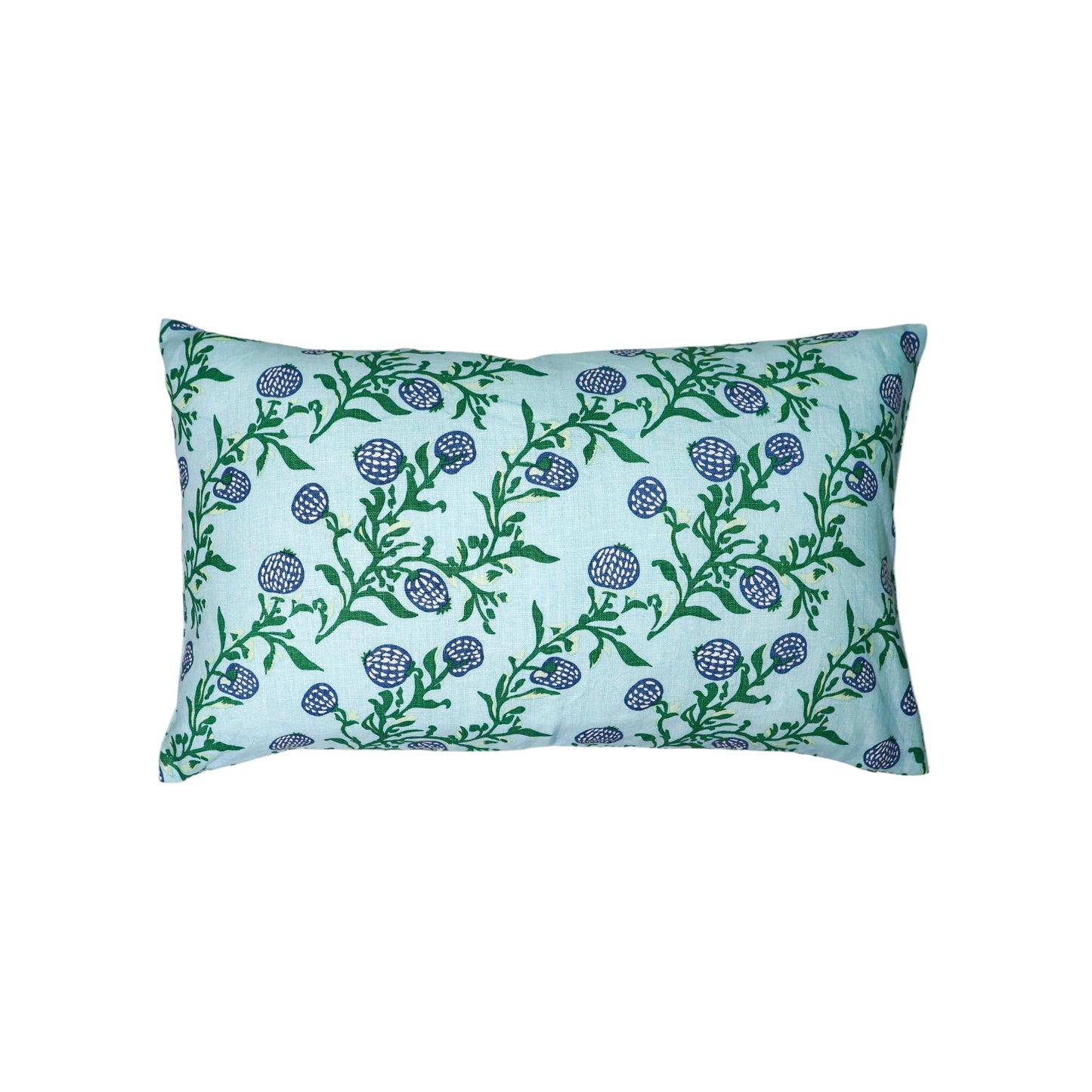 Rasa - Lumbar Pure Linen Throw Pillow Cover - Pastel Blue