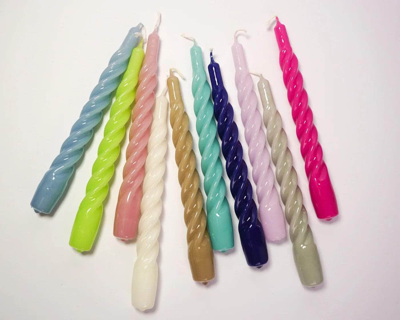 Dark Blue Twisted Gloss Candles - Set of 6