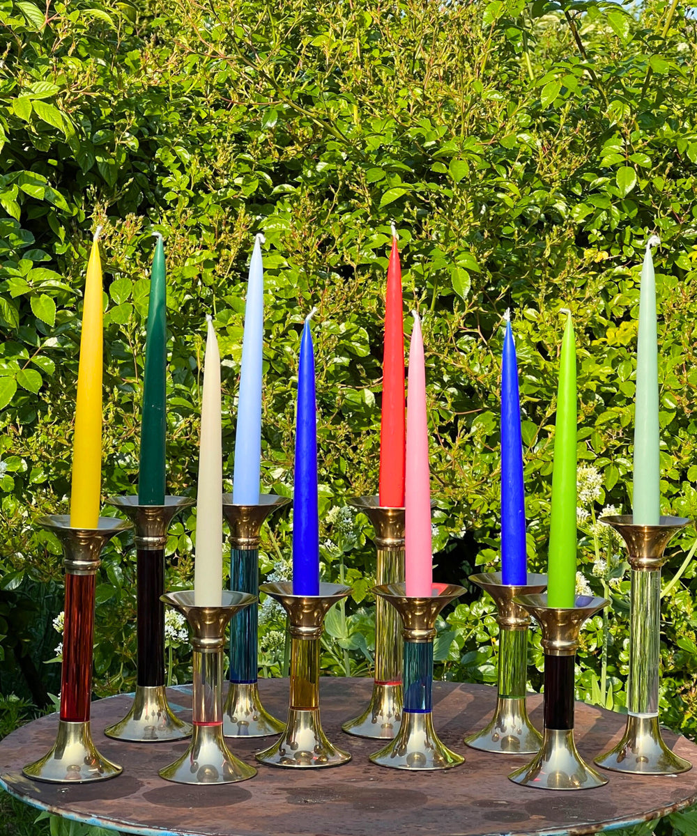 Brass and Acrylic Candleholder | Large | Green