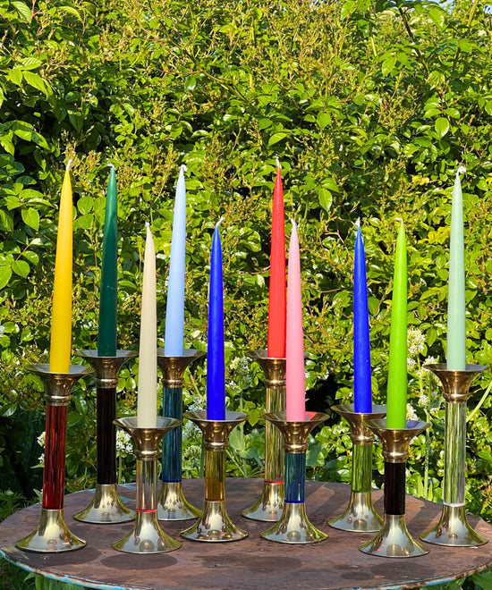 Brass and Acrylic Candleholder | Large | Green